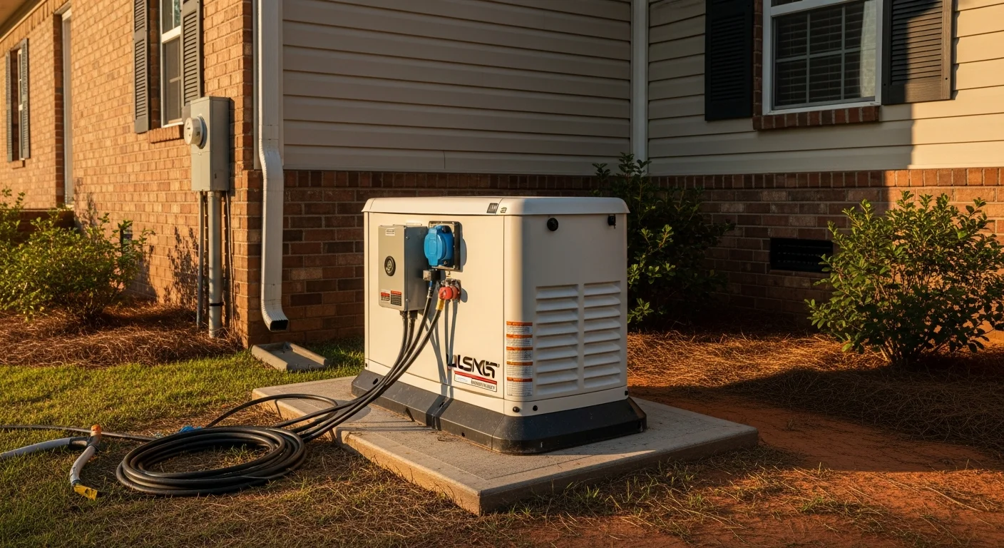 Backup generator installed outside a residential home