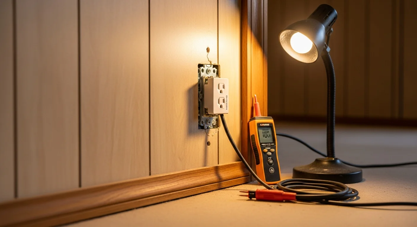 A licensed electrician installs a new grounded electrical outlet in a residential wall in Decatur, GA. The finished outlet is flush-mounted and ready for use in a renovated room of an older Decatur home.